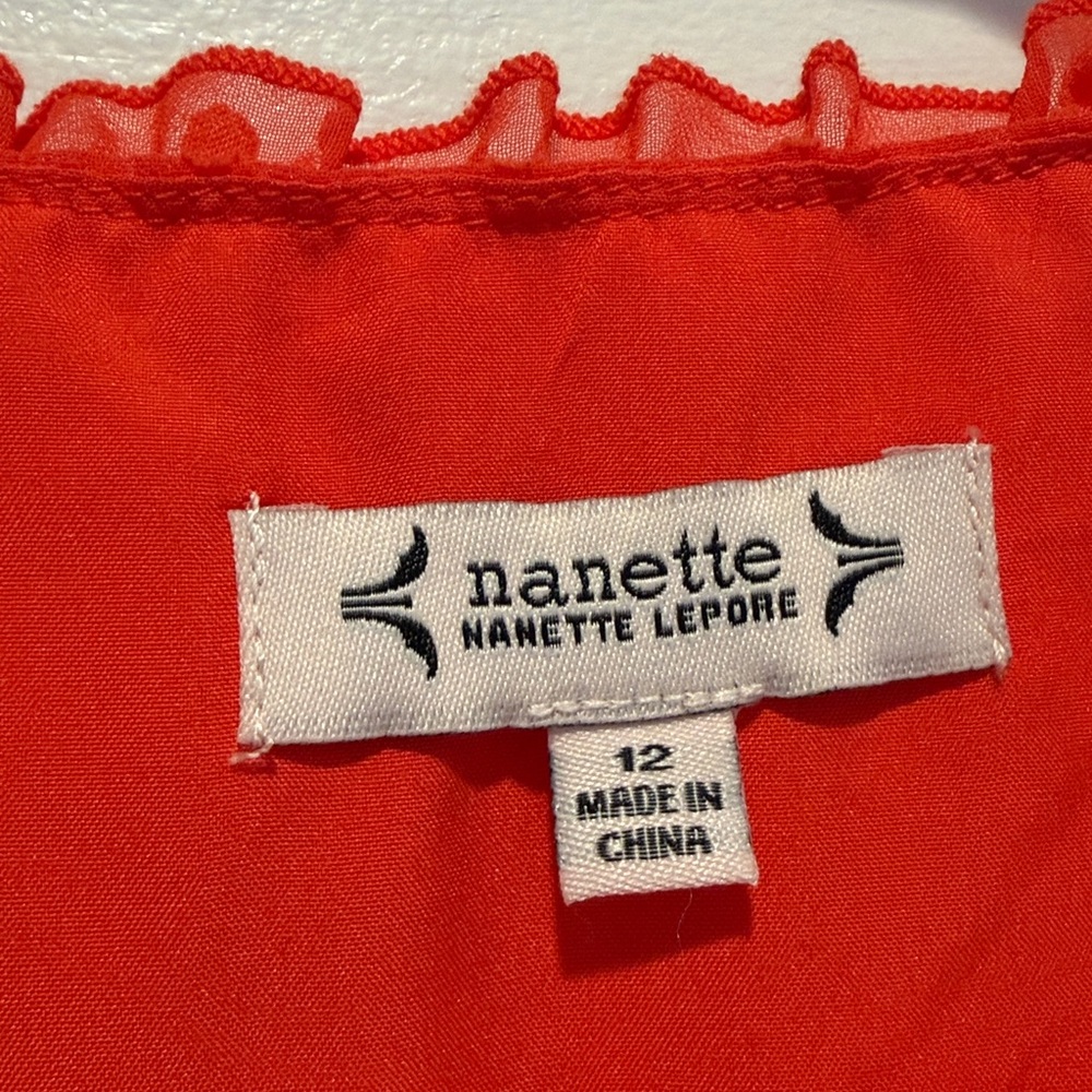Nanette Lepore Red Swiss Dot Ruffle Dress | Size 12 | Romantic & Flowy ❤️ - Picture 2 of 2